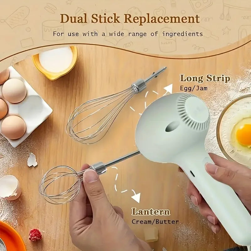 Portable USB Rechargeable Electric Hand Whisk – Mini Egg Beater & Milk Frother for Kitchen & Coffee