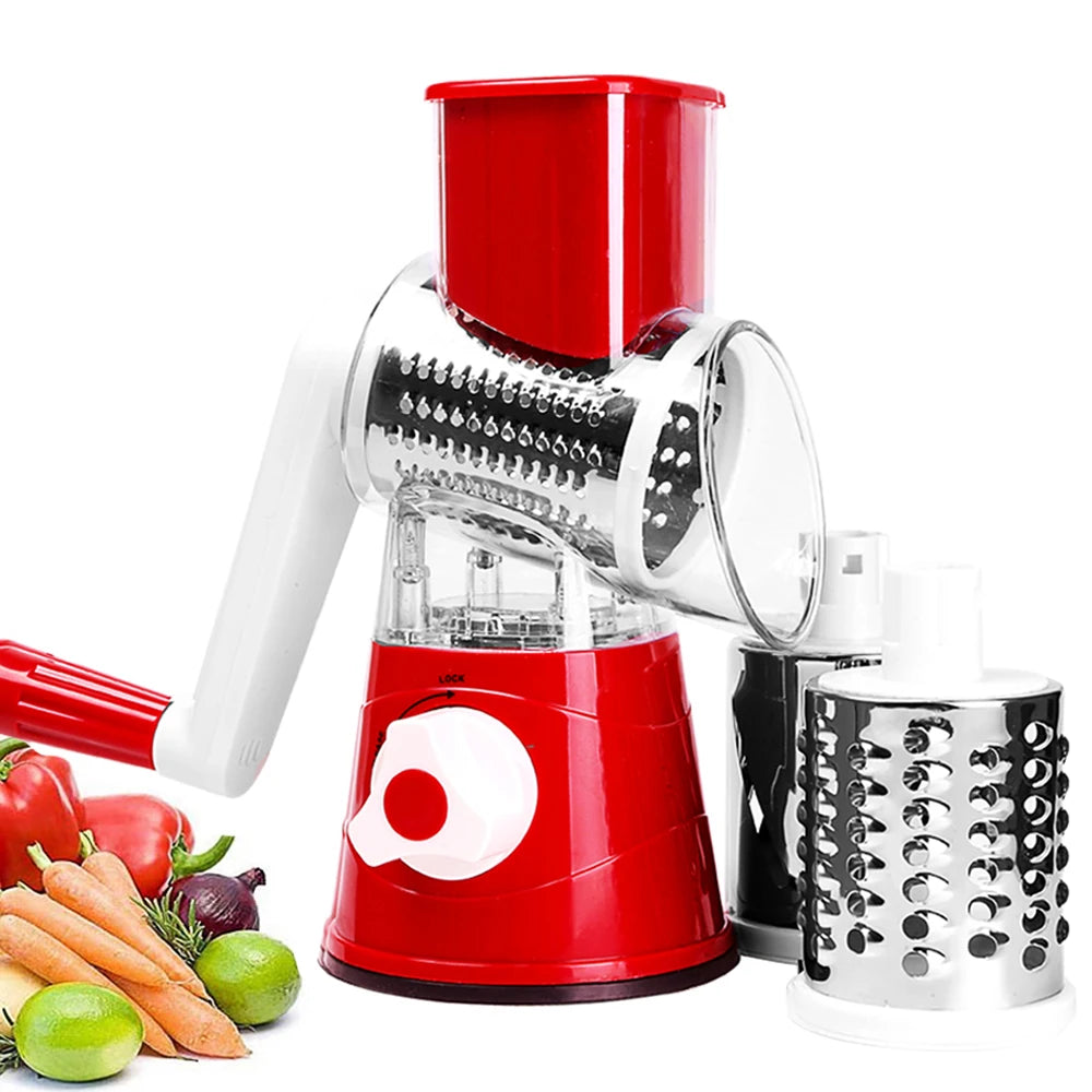 5-in-1 Rotary Vegetable Slicer & Cheese Grater – Cut, Shred & Slice in Seconds