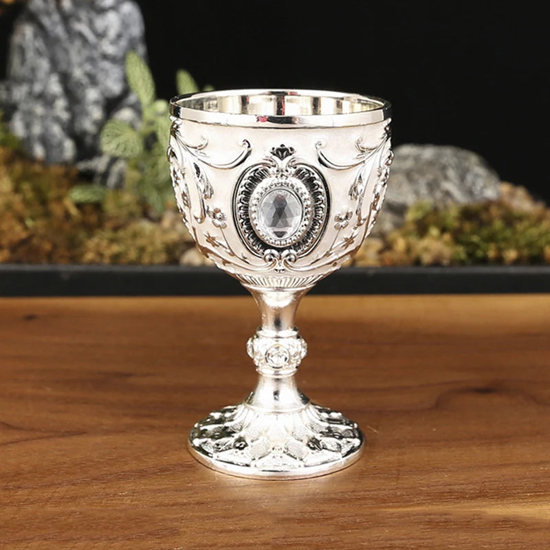 Vintage Royal Chalice Goblet – Luxury Embossed Metal Wine Cup for Home Decor & Events