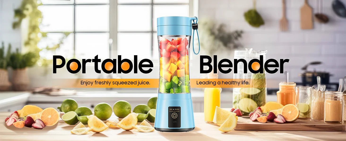 Portable Blender USB Rechargeable 380ml Mini Smoothie Maker for Travel, Gym & Office