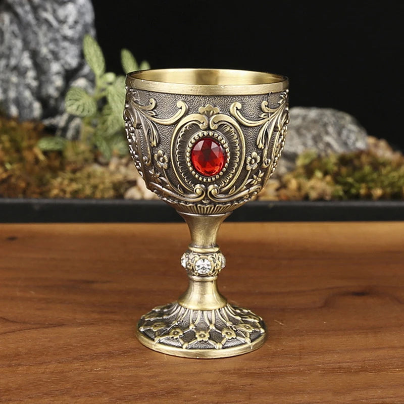 Vintage Royal Chalice Goblet – Luxury Embossed Metal Wine Cup for Home Decor & Events