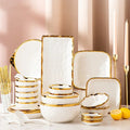 Luxury White & Gold Ceramic Dinnerware Collection