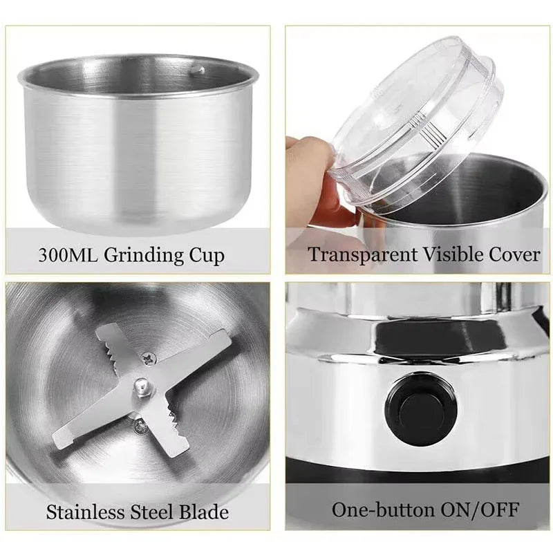 Electric Coffee & Spice Grinder – Stainless Steel Multi-Purpose Grinder