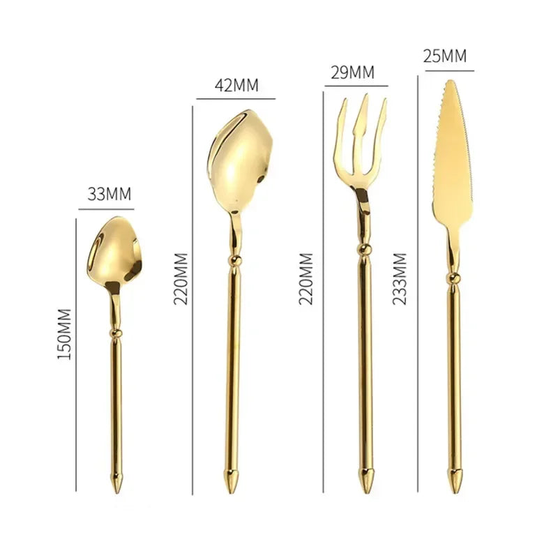 Luxury Gold Stainless Steel Cutlery Set – Premium 4-Piece Flatware Collection