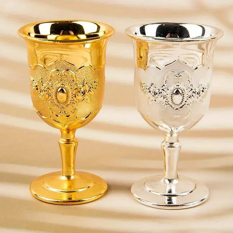 Luxury Vintage Gold & Silver Goblet Set – Elegant Wine Glasses for Home Décor and Premium Gifts