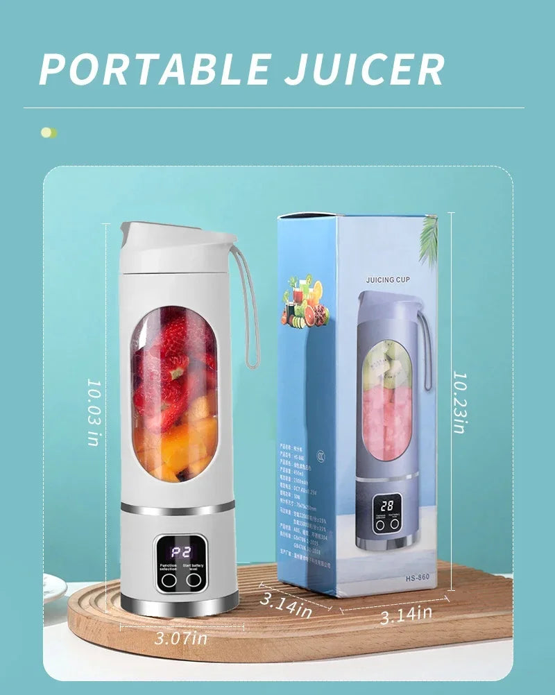 Portable Wireless Blender Bottle – USB Rechargeable Personal Smoothie Maker for Protein Shakes, Juice & Travel