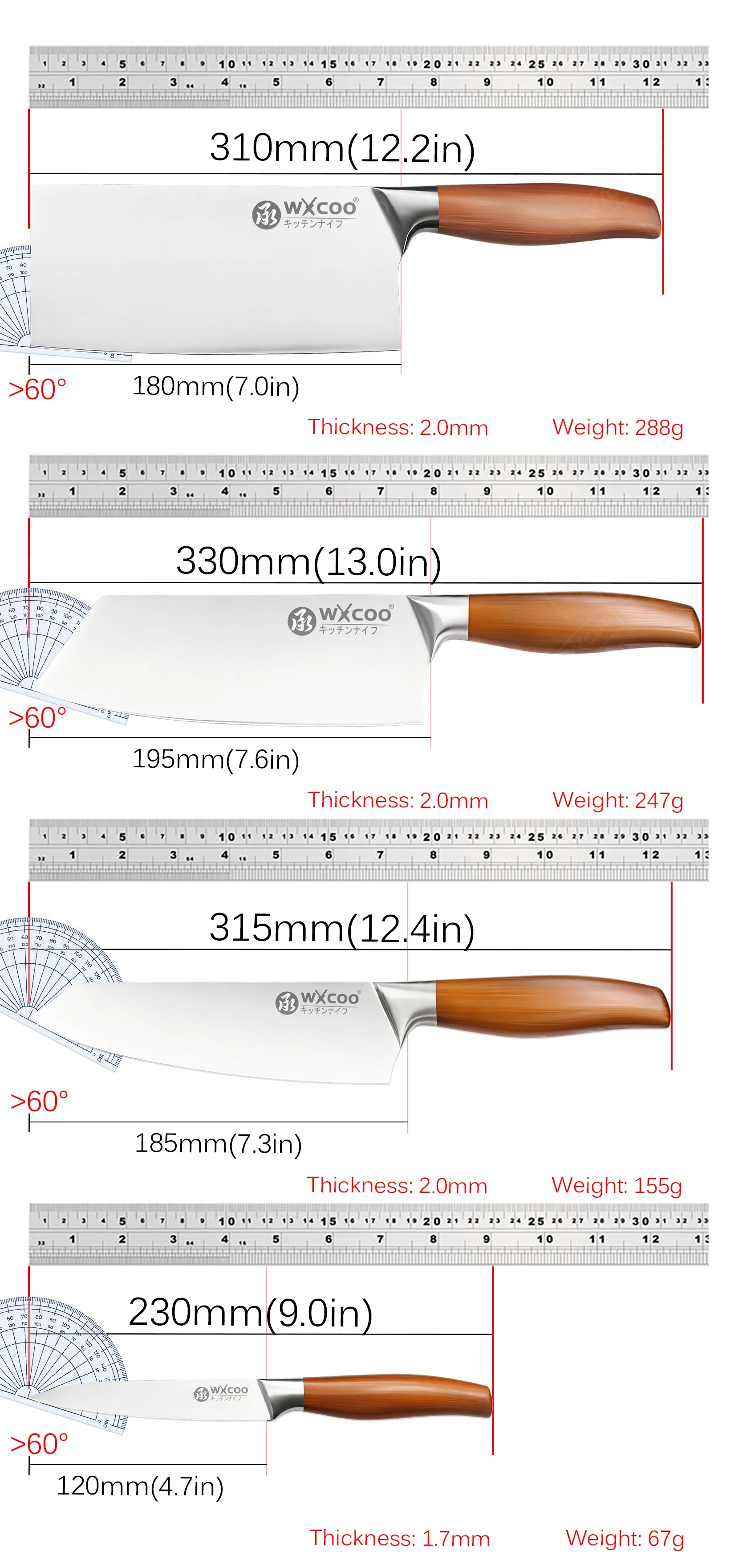 Premium Japanese Chef Knife Set – Ultra Sharp Stainless Steel Kitchen Knives with Ergonomic Wooden Handles