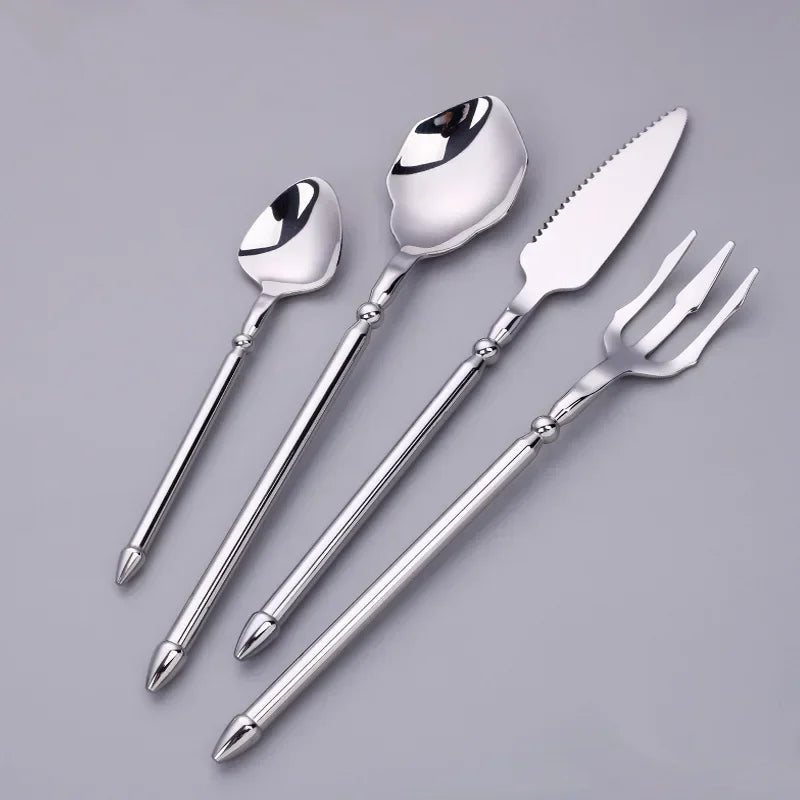 Luxury Gold Stainless Steel Cutlery Set – Premium 4-Piece Flatware Collection