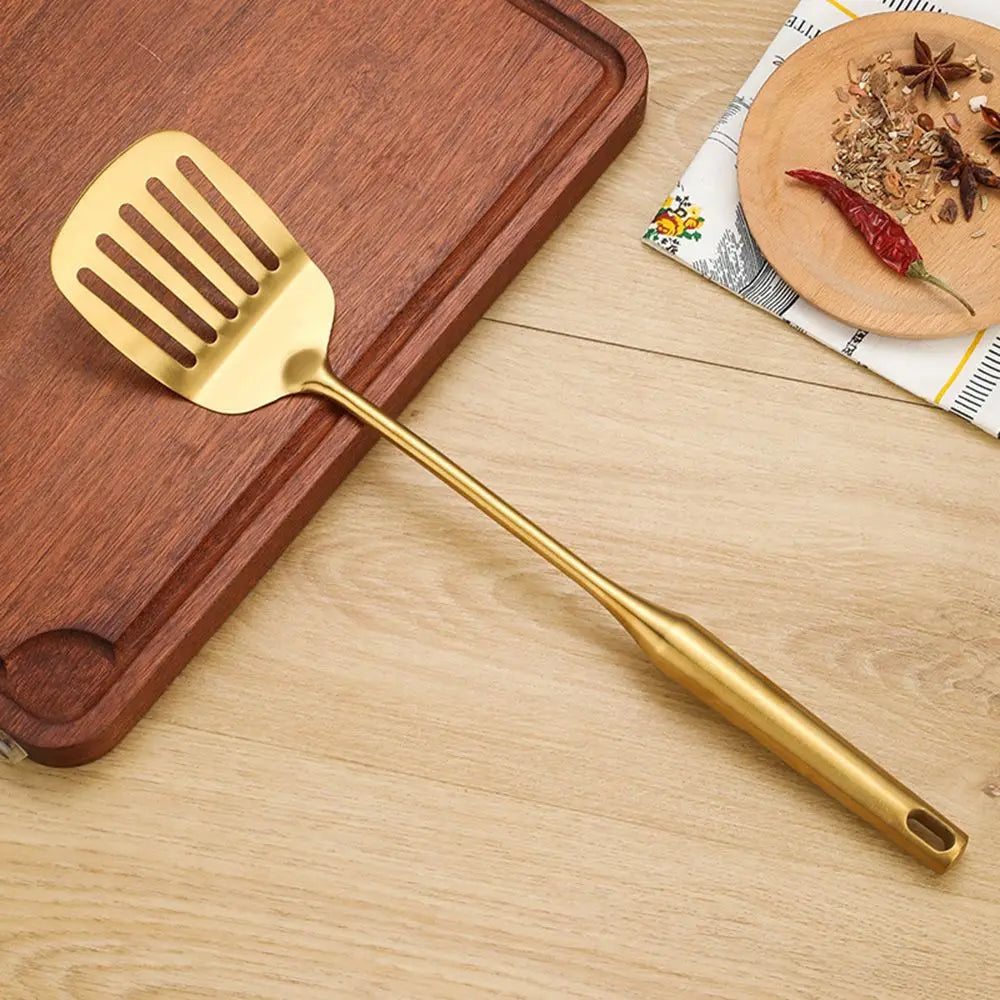 Luxury Gold Stainless Steel Kitchen Utensil Set with Stand – Premium Cooking Tools
