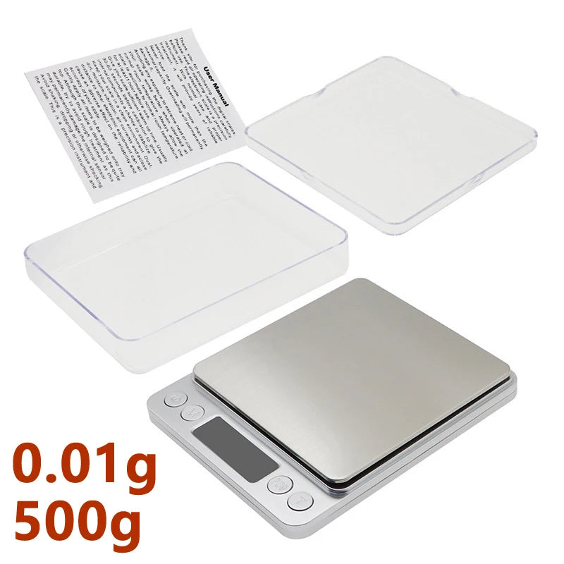 0.01g/0.1g/1g High Precision Digital Kitchen Scale - Portable Electronic Balance for Food, Fitness, and Weight Measuring