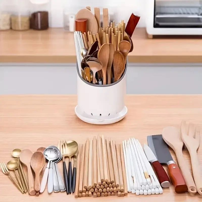Self-Draining Kitchen Utensil Holder – Modern Countertop Organizer