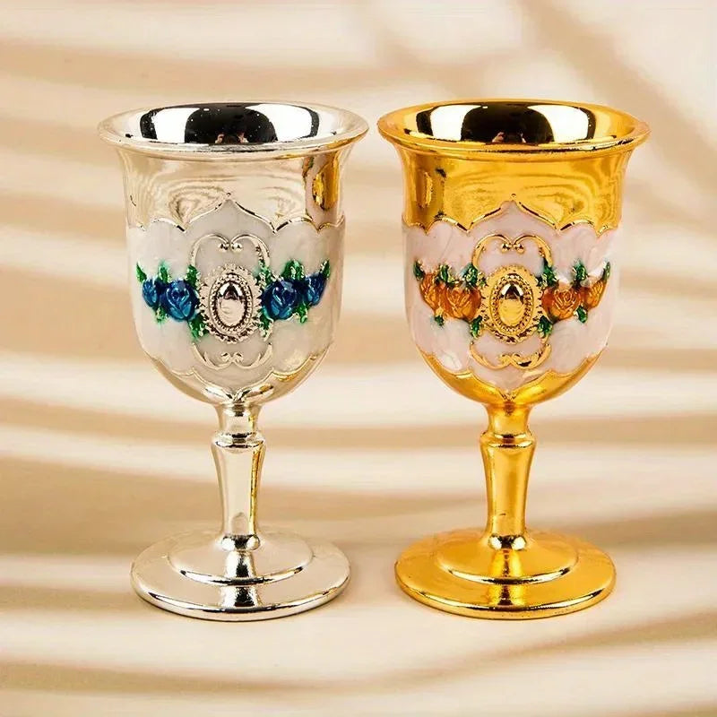 Luxury Vintage Gold & Silver Goblet Set – Elegant Wine Glasses for Home Décor and Premium Gifts