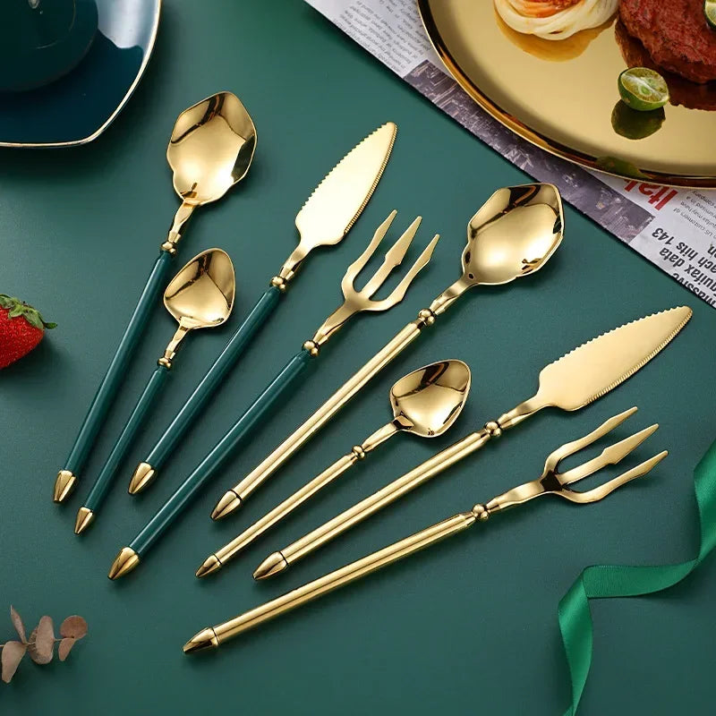 Luxury Gold Stainless Steel Cutlery Set – Premium 4-Piece Flatware Collection