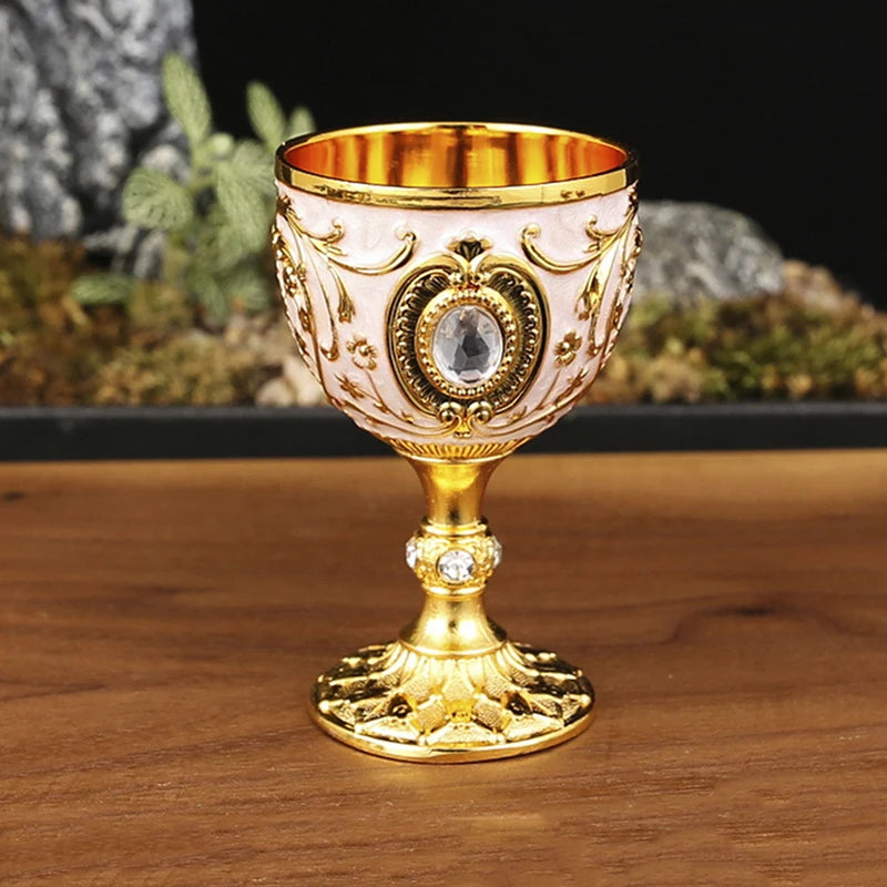 Vintage Royal Chalice Goblet – Luxury Embossed Metal Wine Cup for Home Decor & Events
