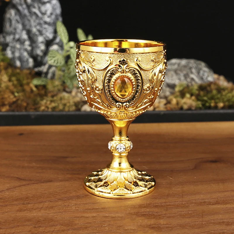 Vintage Royal Chalice Goblet – Luxury Embossed Metal Wine Cup for Home Decor & Events