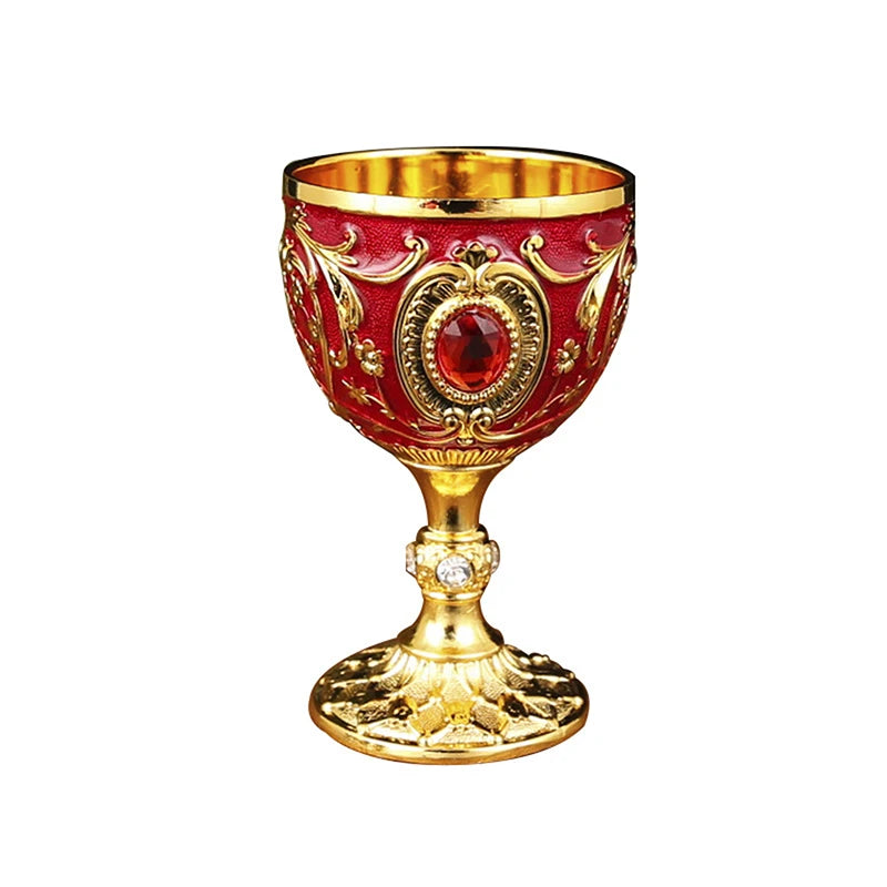 Vintage Royal Chalice Goblet – Luxury Embossed Metal Wine Cup for Home Decor & Events