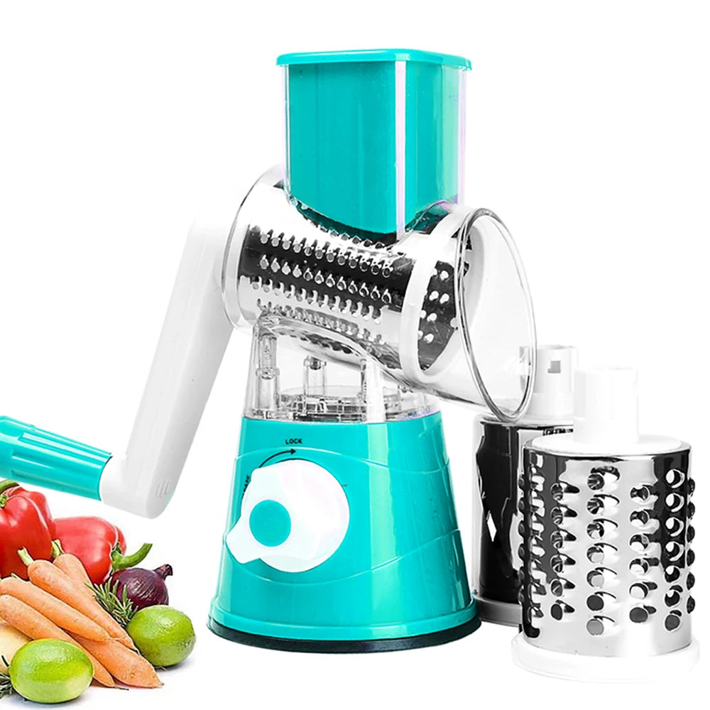 5-in-1 Rotary Vegetable Slicer & Cheese Grater – Cut, Shred & Slice in Seconds