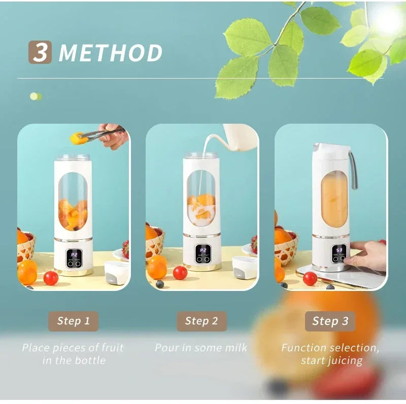 Portable Wireless Blender Bottle – USB Rechargeable Personal Smoothie Maker for Protein Shakes, Juice & Travel