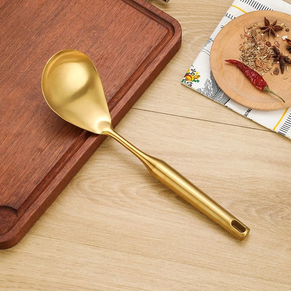 Luxury Gold Stainless Steel Kitchen Utensil Set with Stand – Premium Cooking Tools