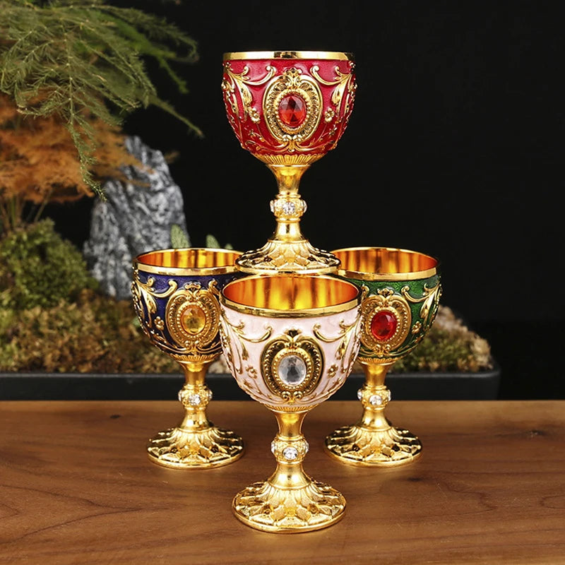 Vintage Royal Chalice Goblet – Luxury Embossed Metal Wine Cup for Home Decor & Events