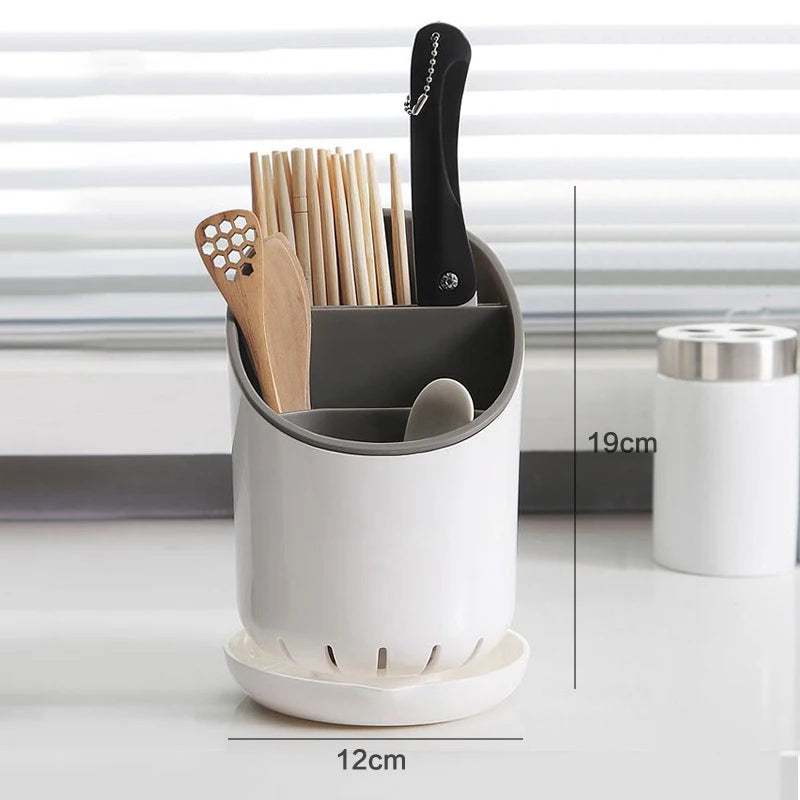 Self-Draining Kitchen Utensil Holder – Modern Countertop Organizer