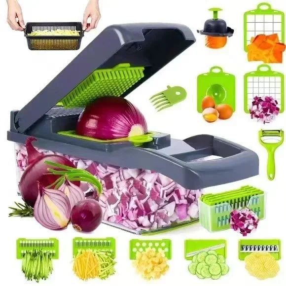 16-in-1 Multifunction Vegetable Chopper & Food Slicer – Onion Cutter, Dicer, Grater & Kitchen Prep Set