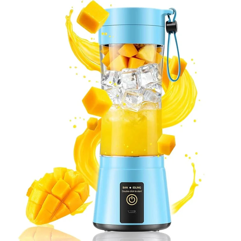 Portable Blender USB Rechargeable 380ml Mini Smoothie Maker for Travel, Gym & Office