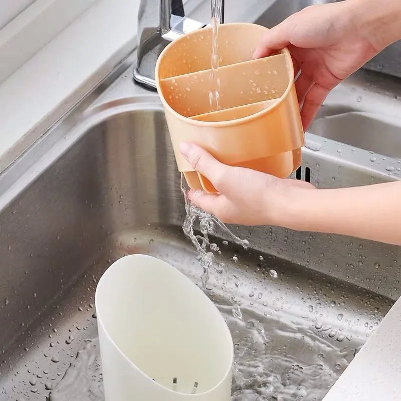 Self-Draining Kitchen Utensil Holder – Modern Countertop Organizer
