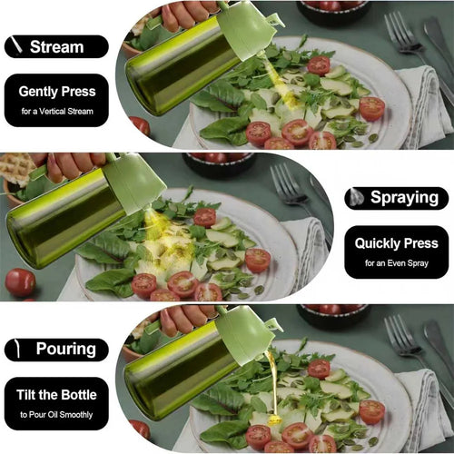 2-in-1 Glass Oil Sprayer Bottle – 470ml Premium Olive Oil Dispenser for Cooking & Air Fryer