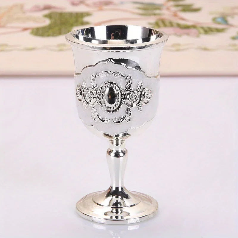 Luxury Vintage Gold & Silver Goblet Set – Elegant Wine Glasses for Home Décor and Premium Gifts