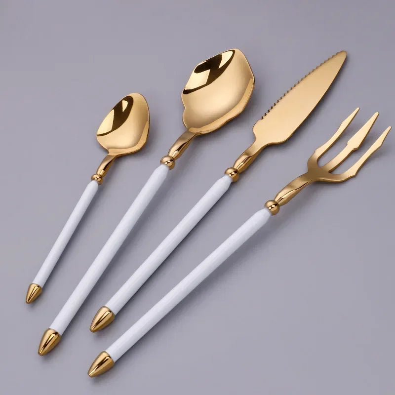 Luxury Gold Stainless Steel Cutlery Set – Premium 4-Piece Flatware Collection