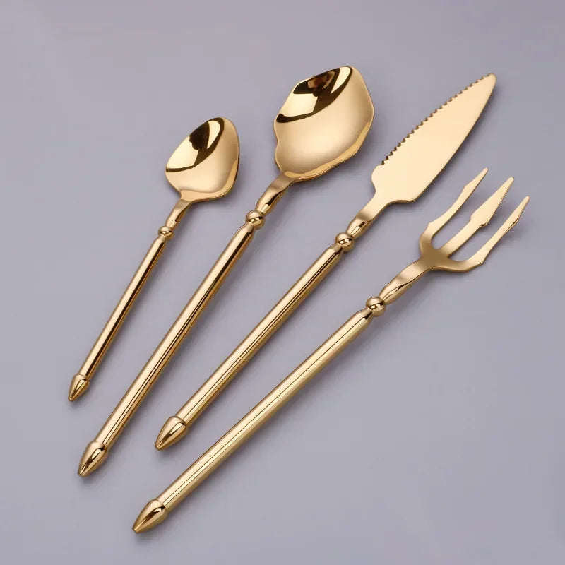 Luxury Gold Stainless Steel Cutlery Set – Premium 4-Piece Flatware Collection